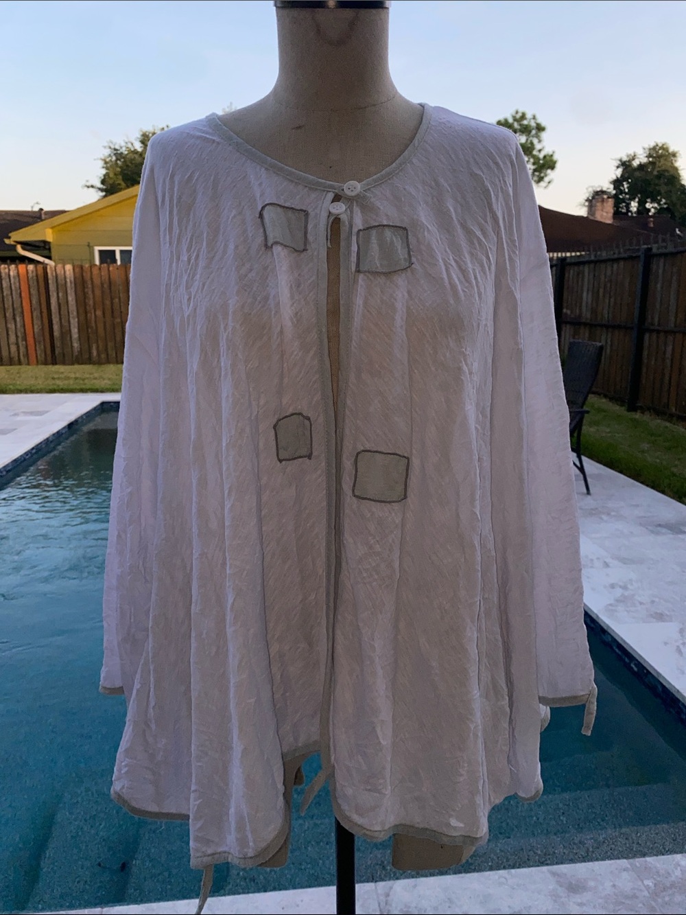Sheer White Button & Tie Front Cover-Up